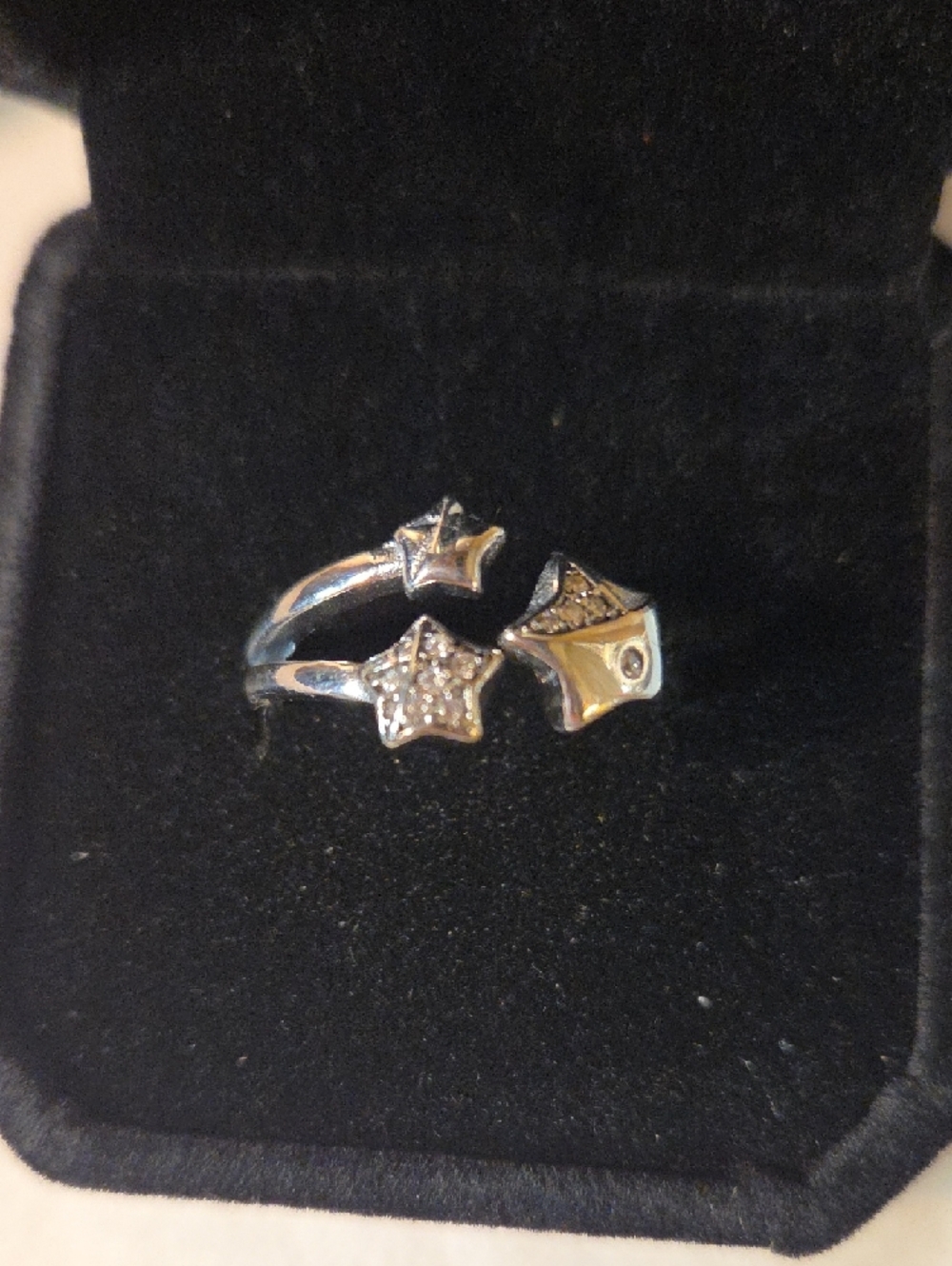 Pandora Silver Star Open Ring with Clear Stones - Picture 2 of 4